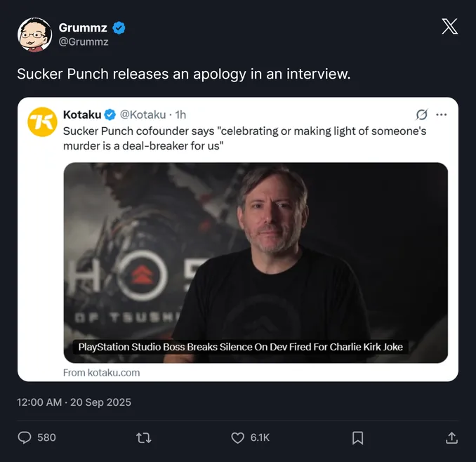 Sucker Punch releases an apology in an interview.