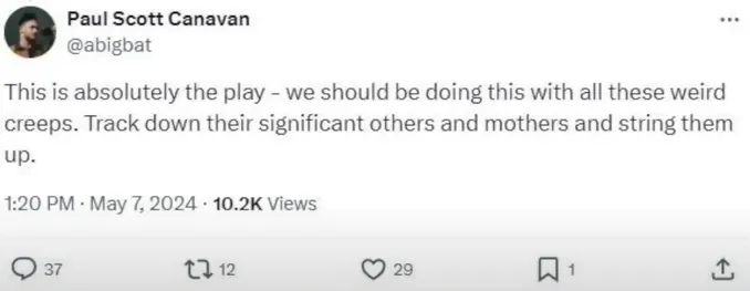 Warhammer artist Paul Scott Canavan was accused of calling for opponents’ families to be “strung up.”