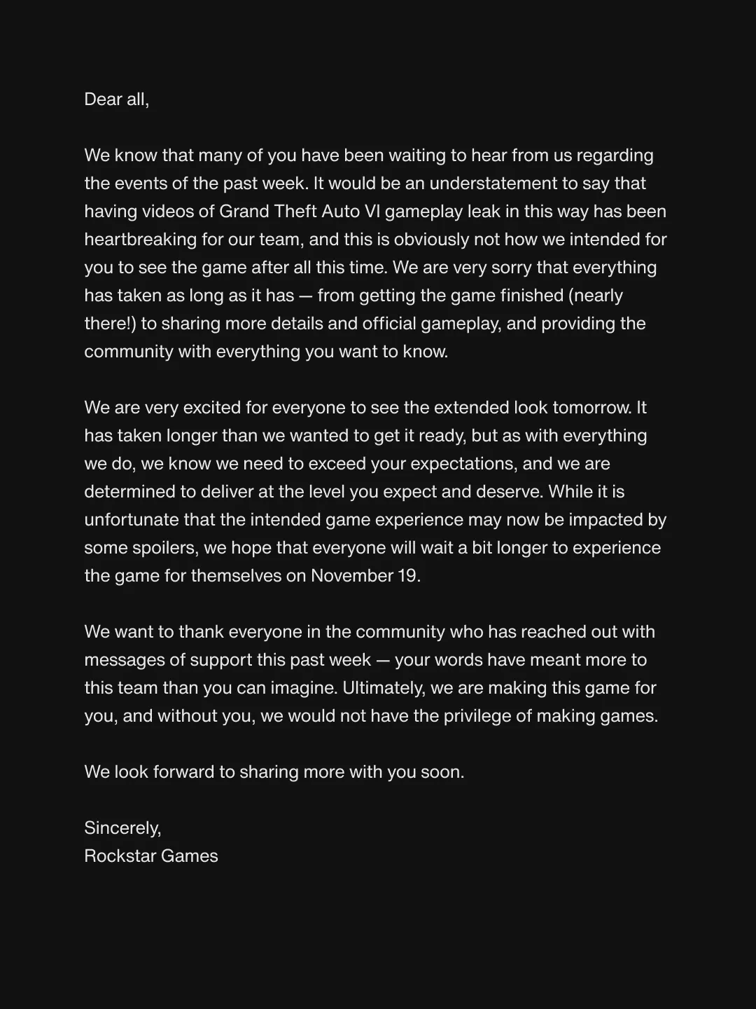Rockstar Games Responds to GTA 6 Gameplay Leaks and Release Concerns